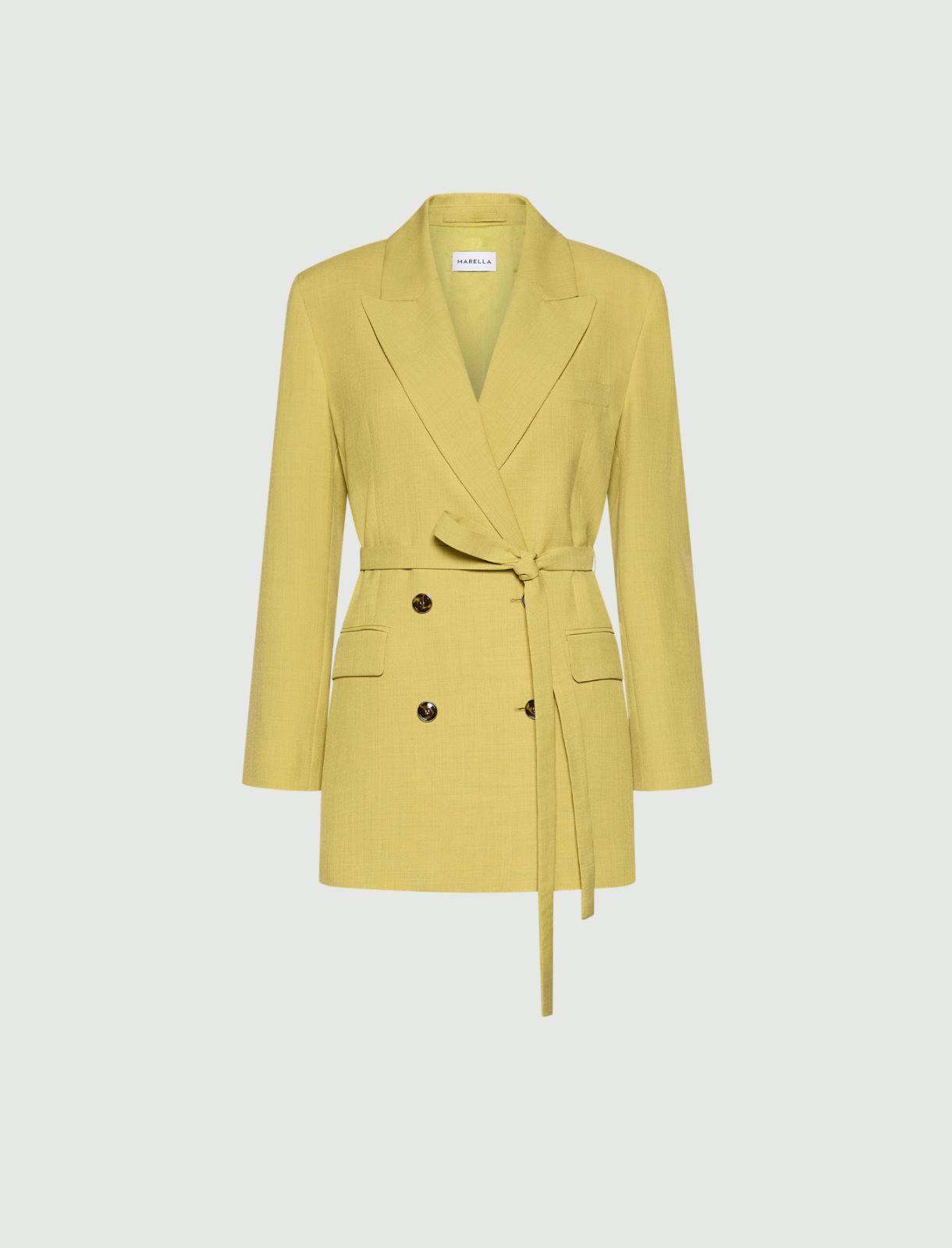Doppelreihiger Blazer mit Gürtel - OLIV - Marella
