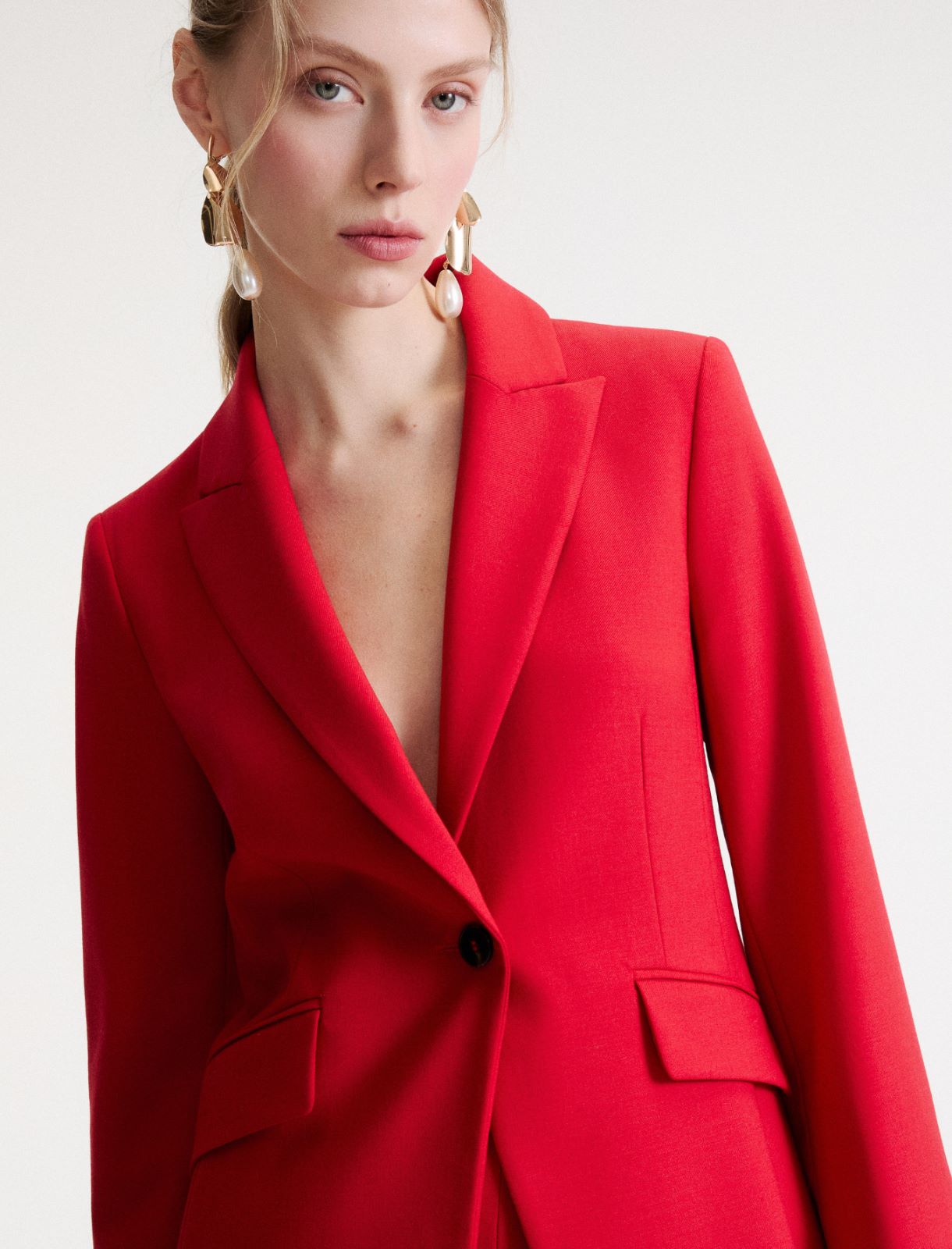 Giacca monopetto in twill stretch - ROSSO - Marella - 5