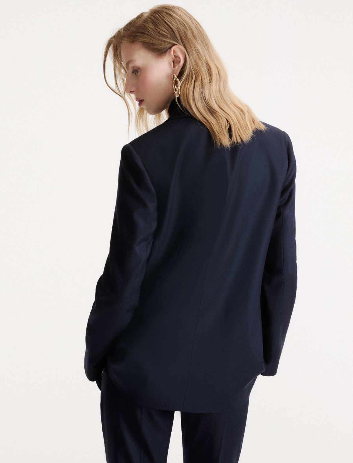 Blazer dritto in flanella stretch - BLU - Marella - 3