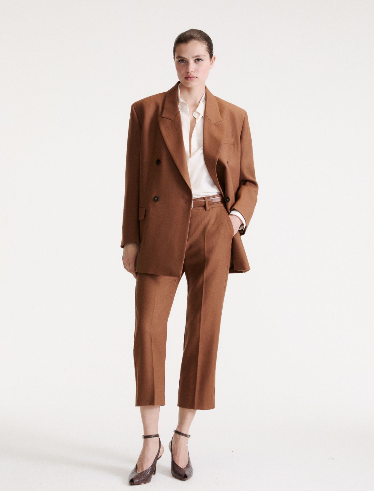 Oversized wool twill jacket - CARAMEL - Marella - 2