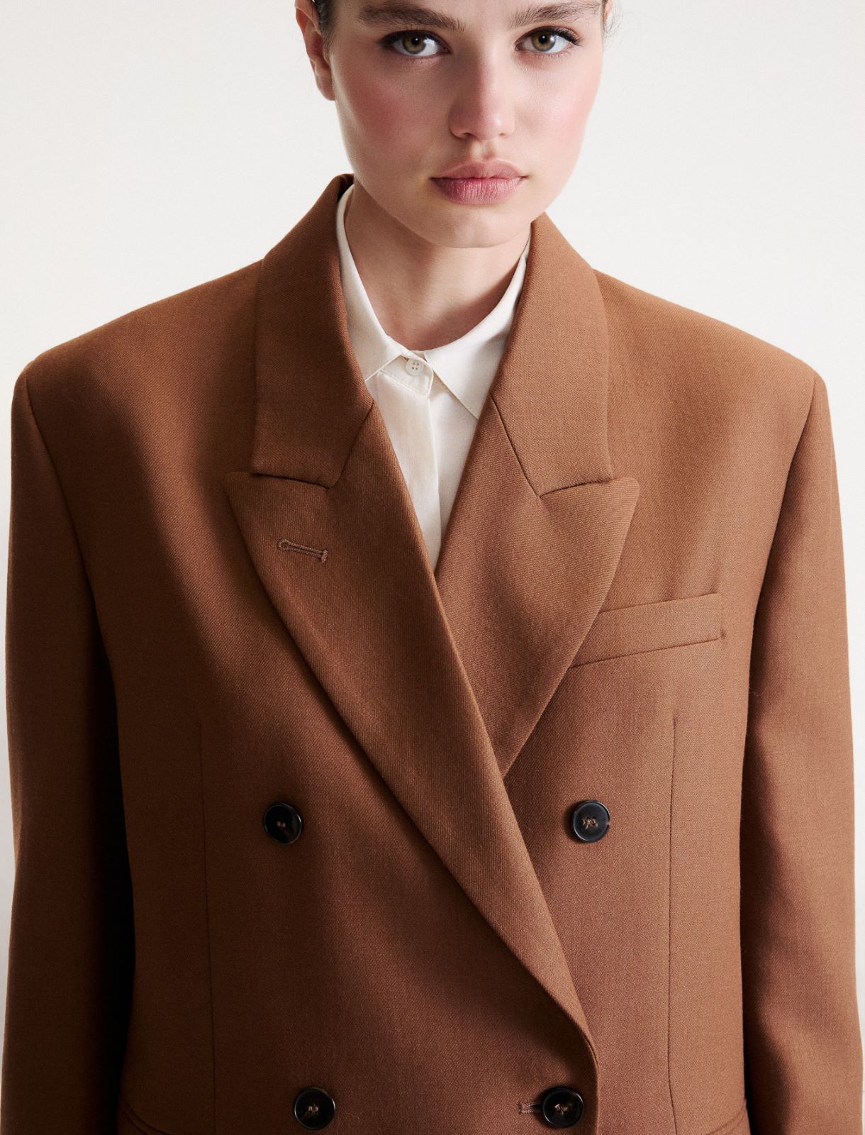 Oversized wool twill jacket - CARAMEL - Marella - 5