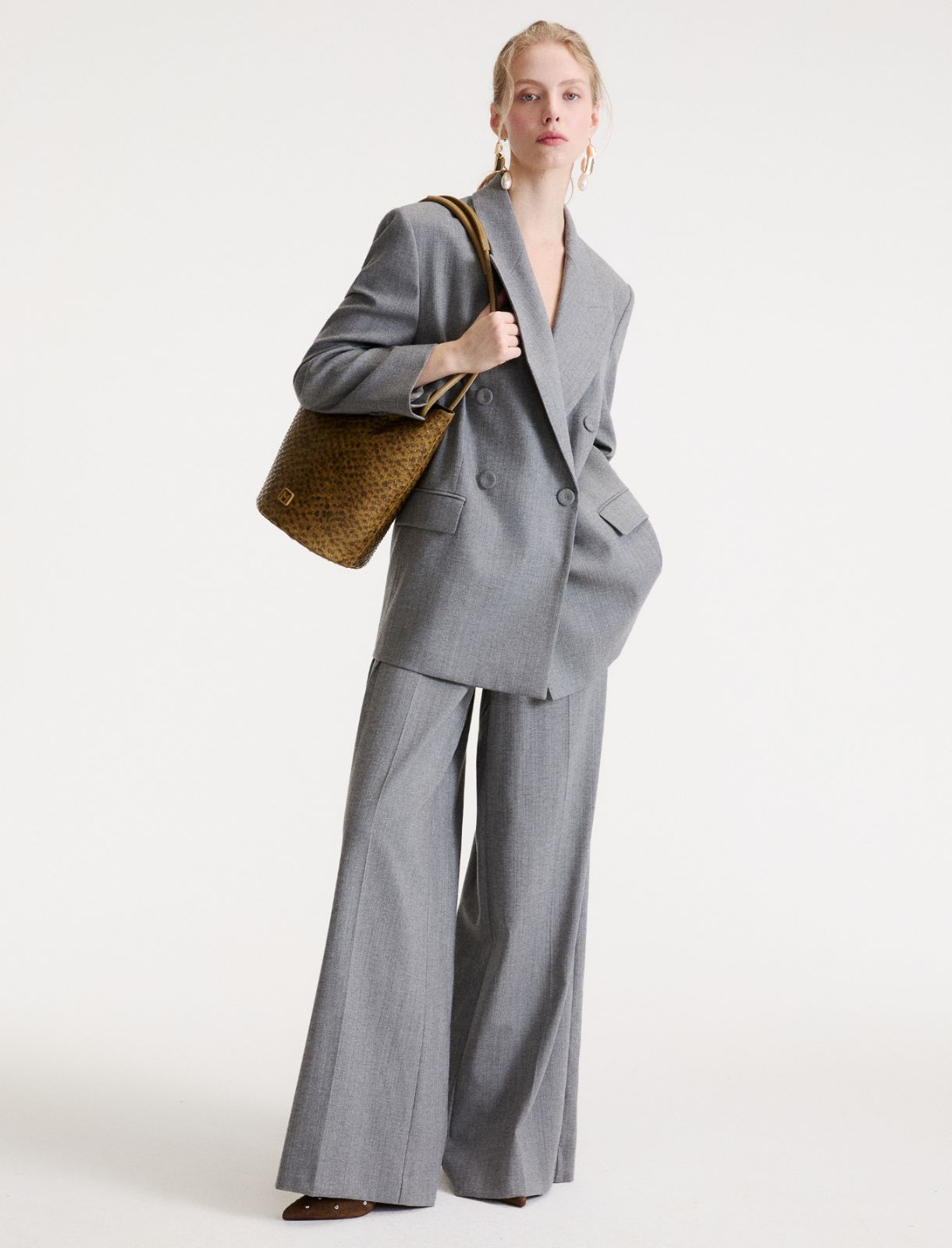 Wide-fit double-breasted jacket - MELANGE GREY - Marella - 2