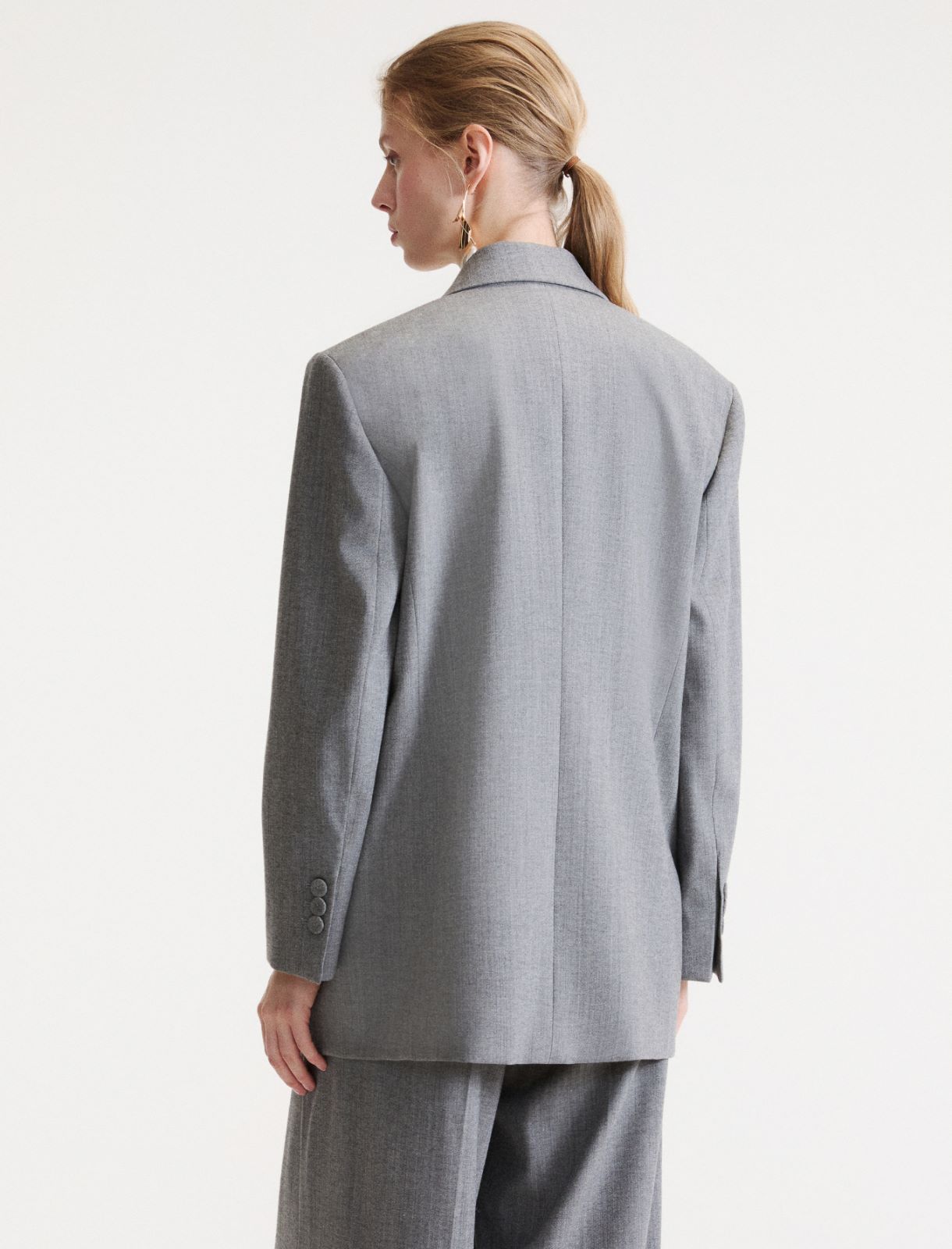 Wide-fit double-breasted jacket - MELANGE GREY - Marella - 3