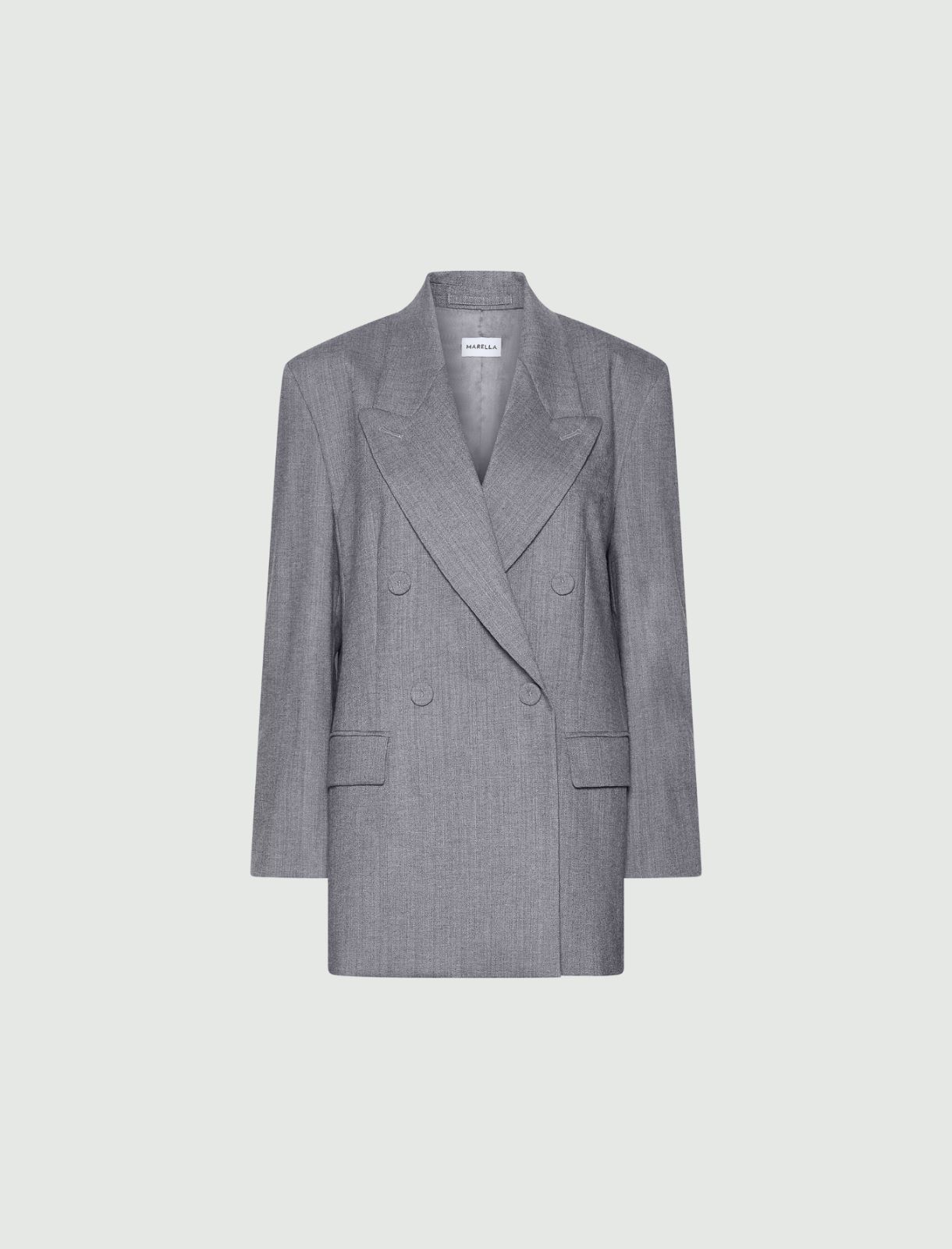 Wide-fit double-breasted jacket - MELANGE GREY - Marella