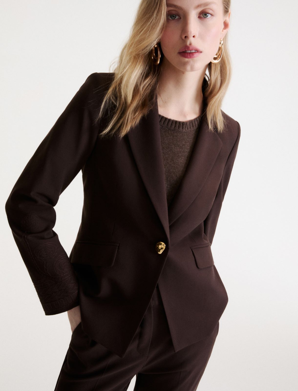 Embroidered blazer - BROWN - Marella - 4