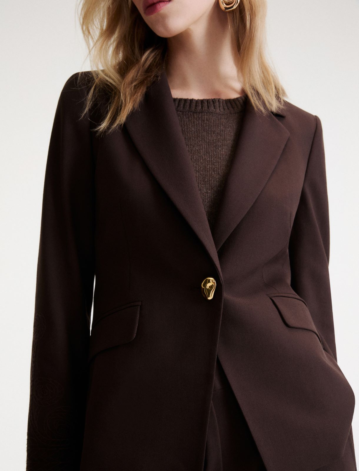 Embroidered blazer - BROWN - Marella - 5