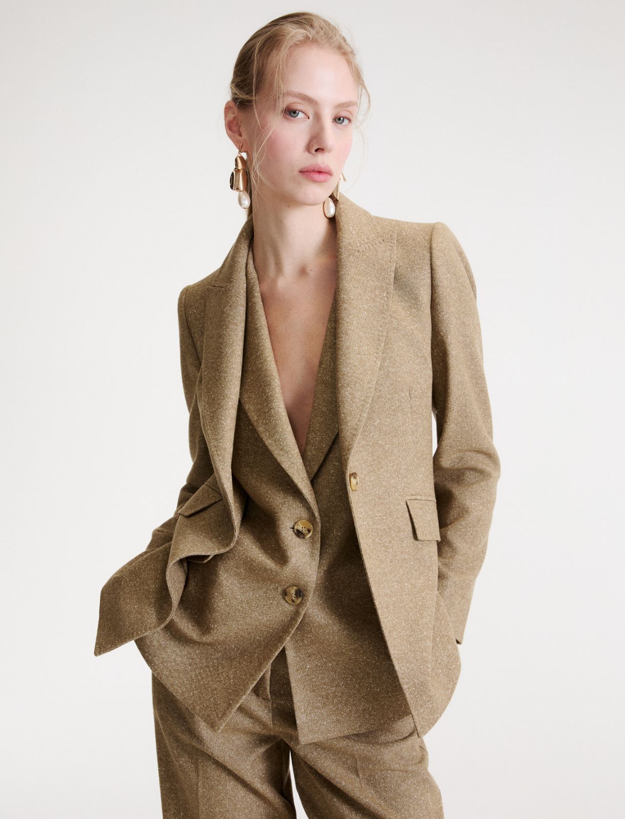 Tweed jacket with jacquard details - NATURAL - Marella - 4