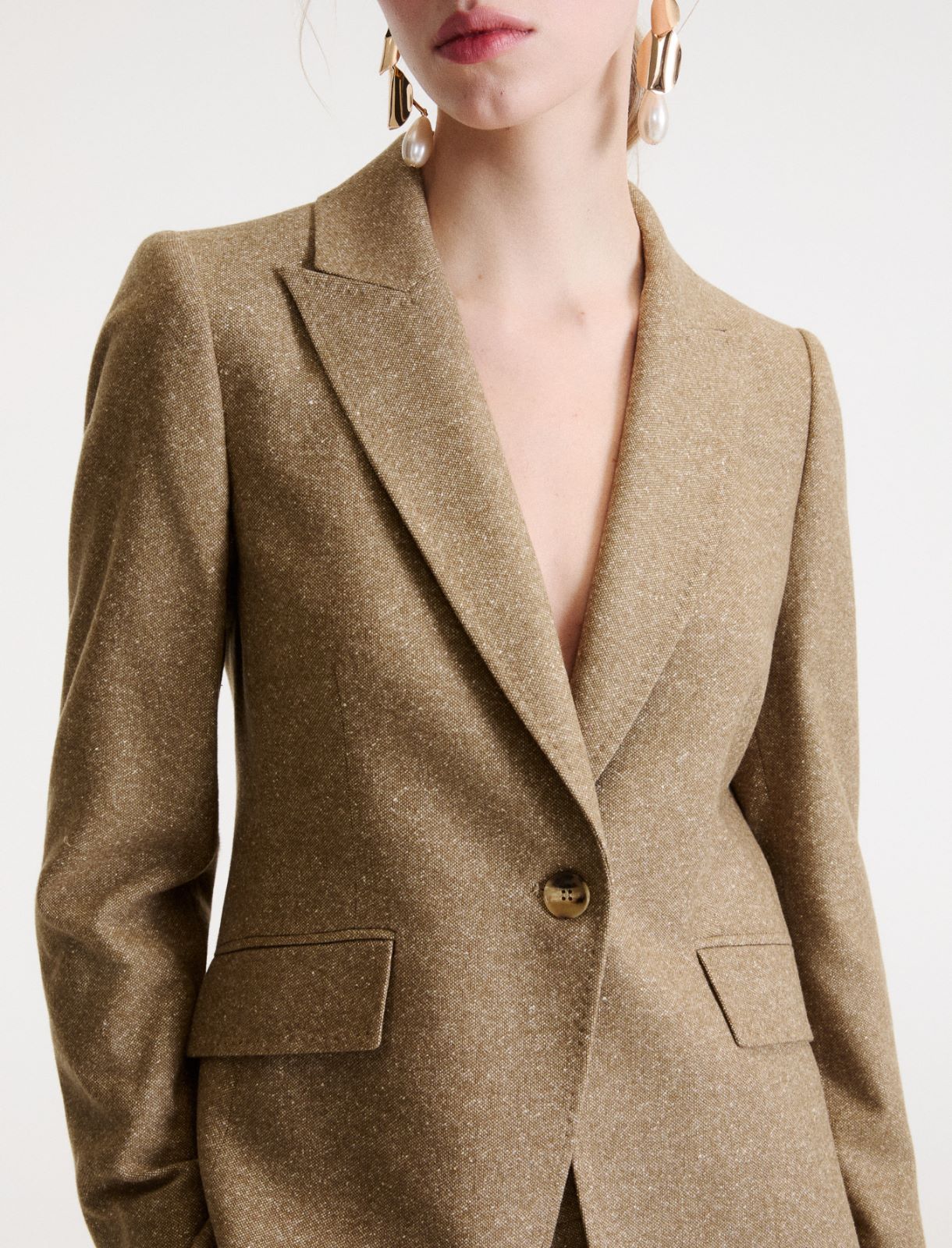 Tweed jacket with jacquard details - NATURAL - Marella - 5