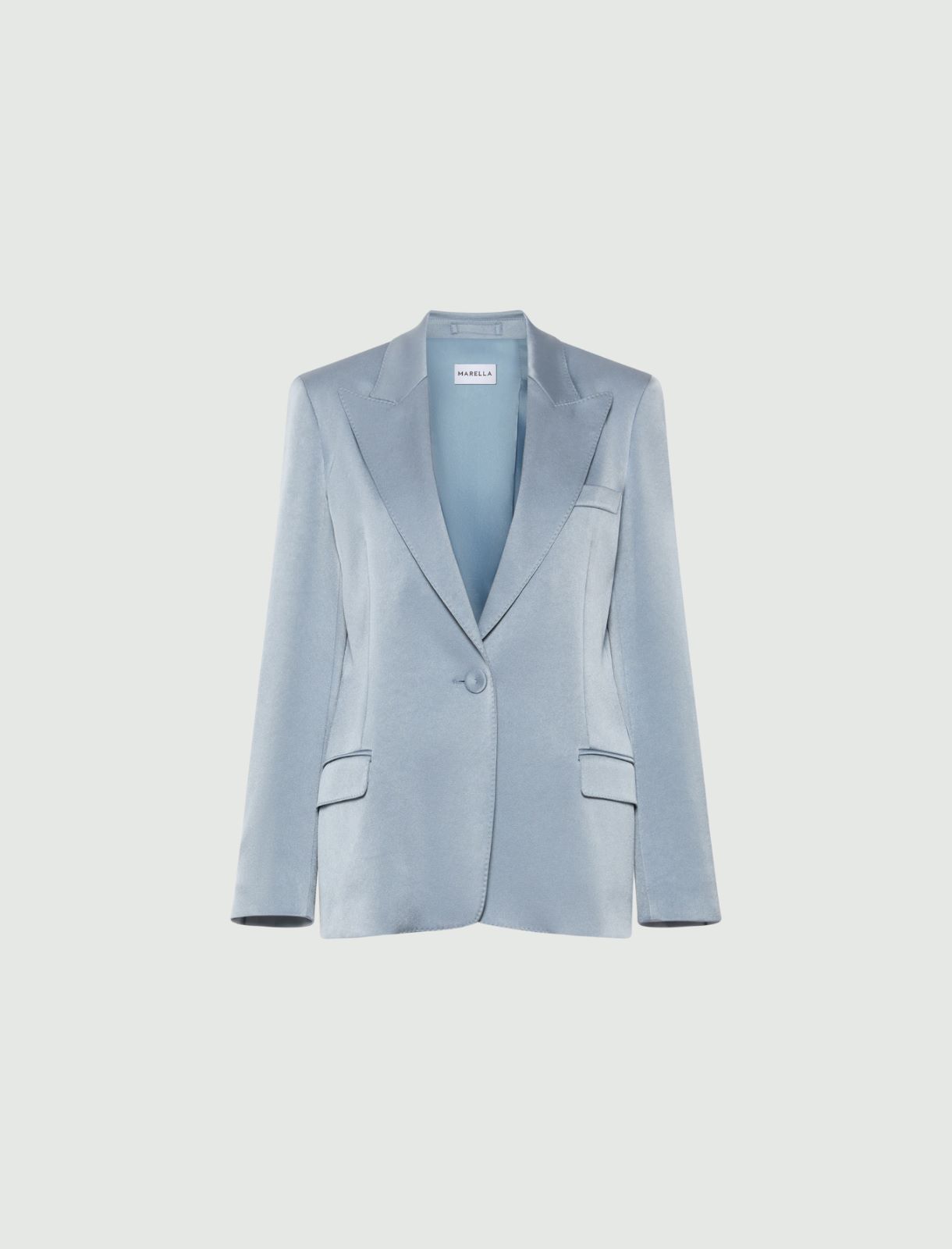 Blazer à simple boutonnage en satin - AZURE POUDRE - Marella