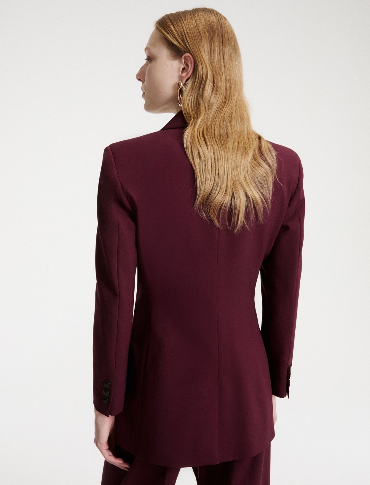 Double-breasted stretch wool blazer - BORDEAUX - Marella - 3