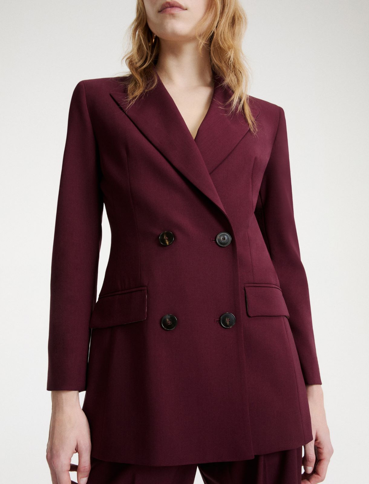 Double-breasted stretch wool blazer - BORDEAUX - Marella - 5