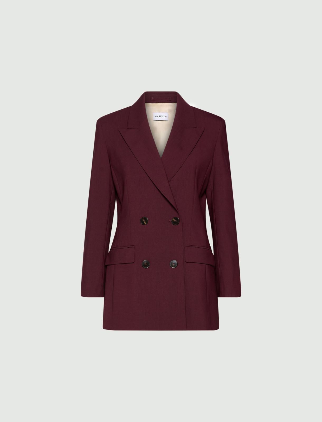 Double-breasted stretch wool blazer - BORDEAUX - Marella