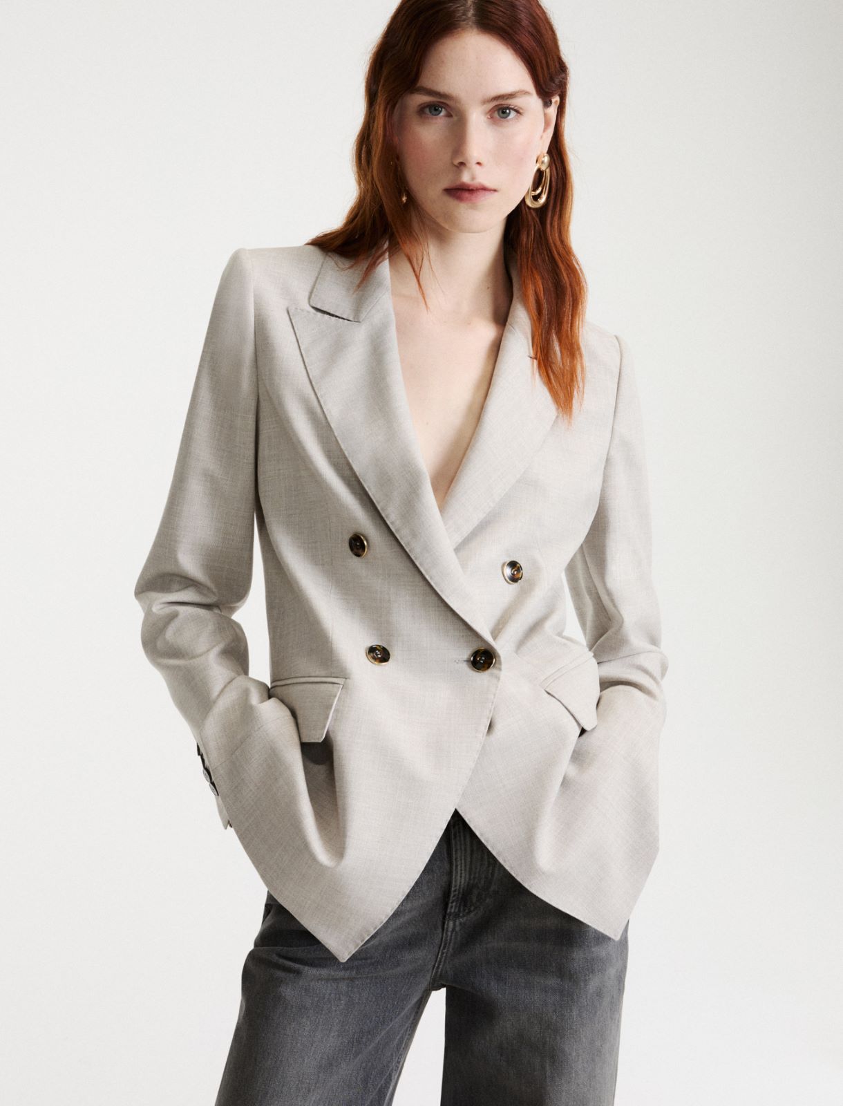 Double-breasted blazer - LIGHT GREY - Marella - 4