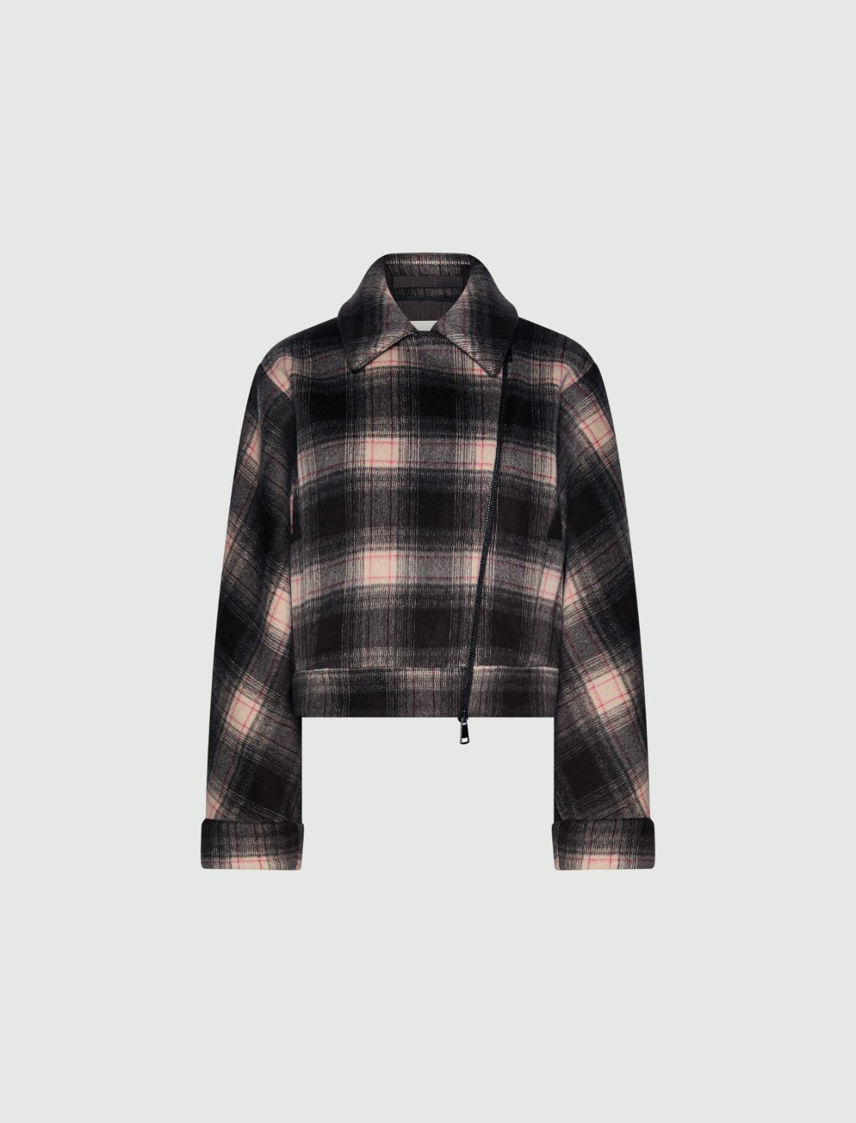 Wool biker jacket - CHOCOLATE - Marella