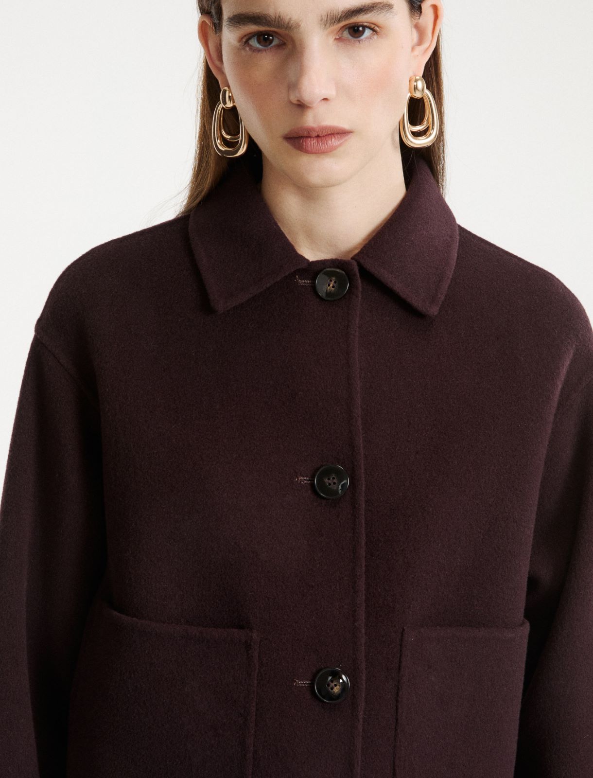 Double-sided wool and viscose jacket - BROWN - Marella - 5