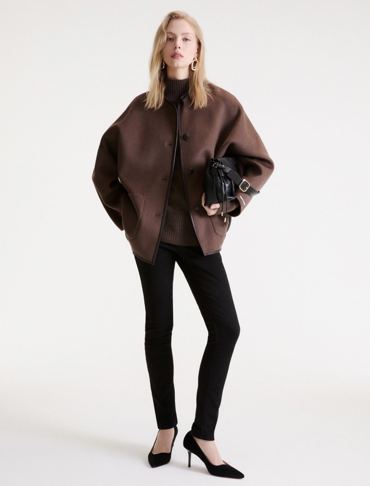 Double-Sided Wool Cape - BROWN - Marella - 2