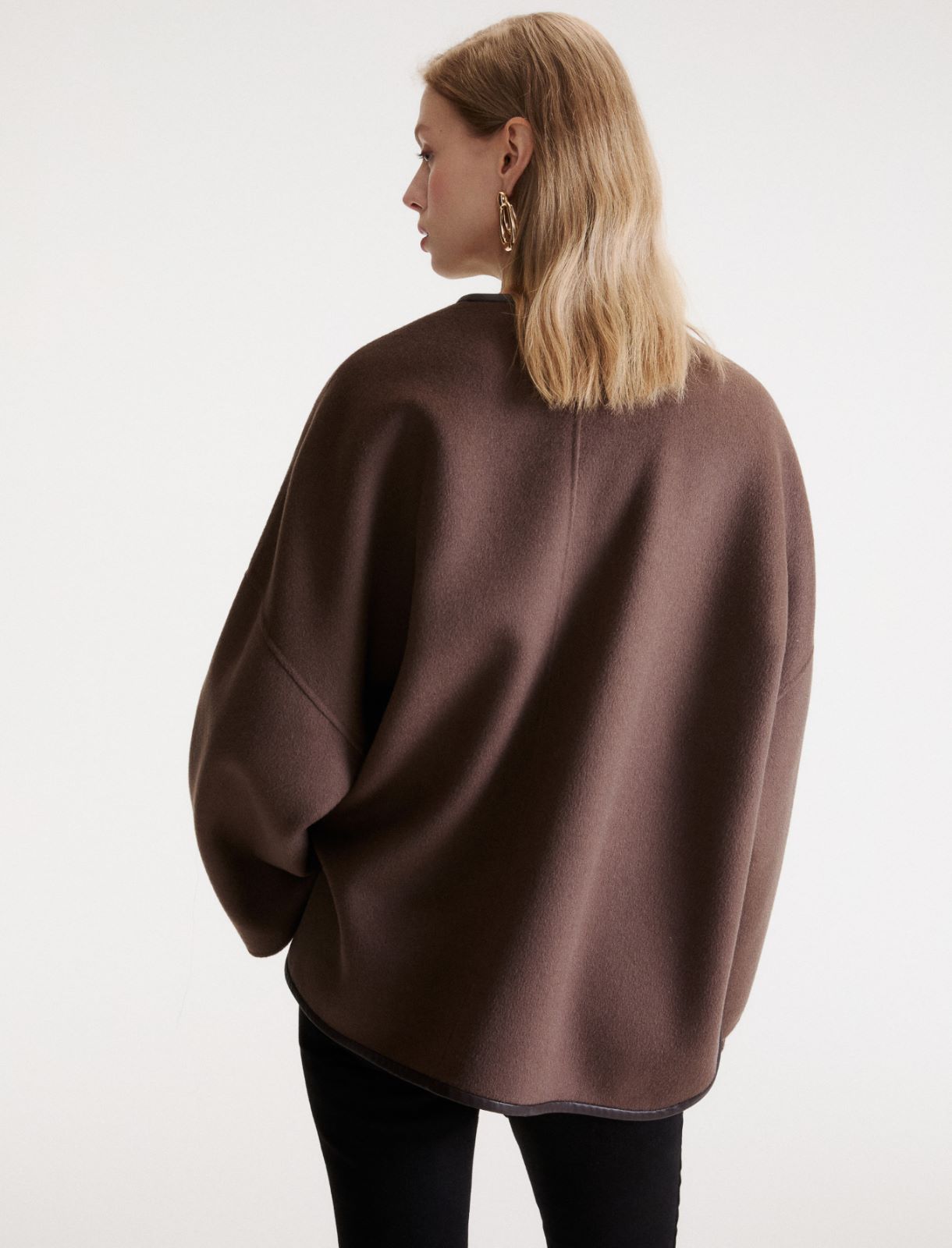 Double-Sided Wool Cape - BROWN - Marella - 3