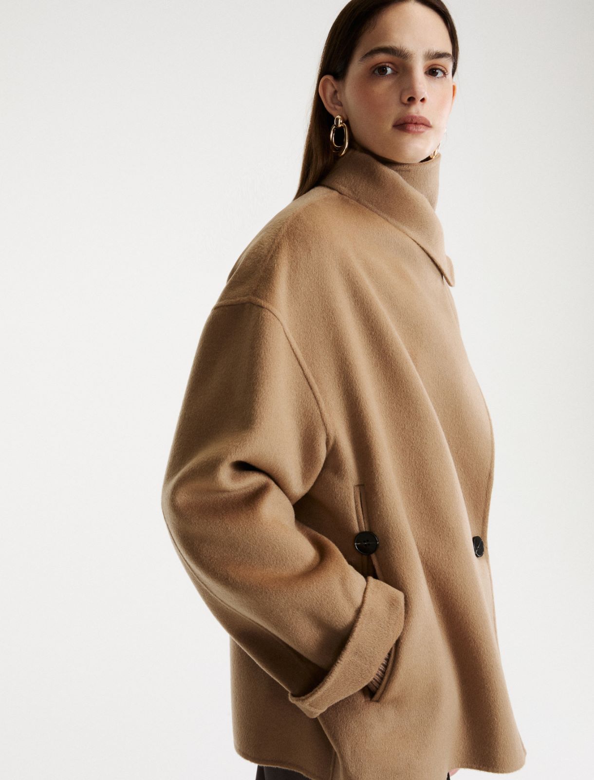 Double-faced wool-blend pea coat - HAZELNUT BROWN - Marella - 5