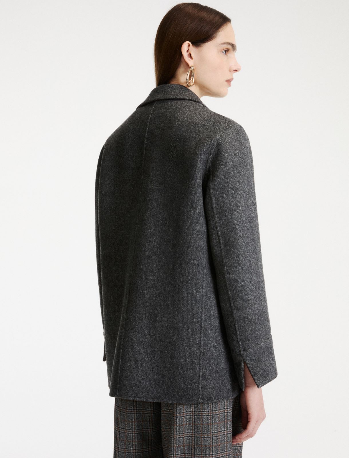 Pure wool double-sided fabric blazer - MELANGE DARK GREY - Marella - 3