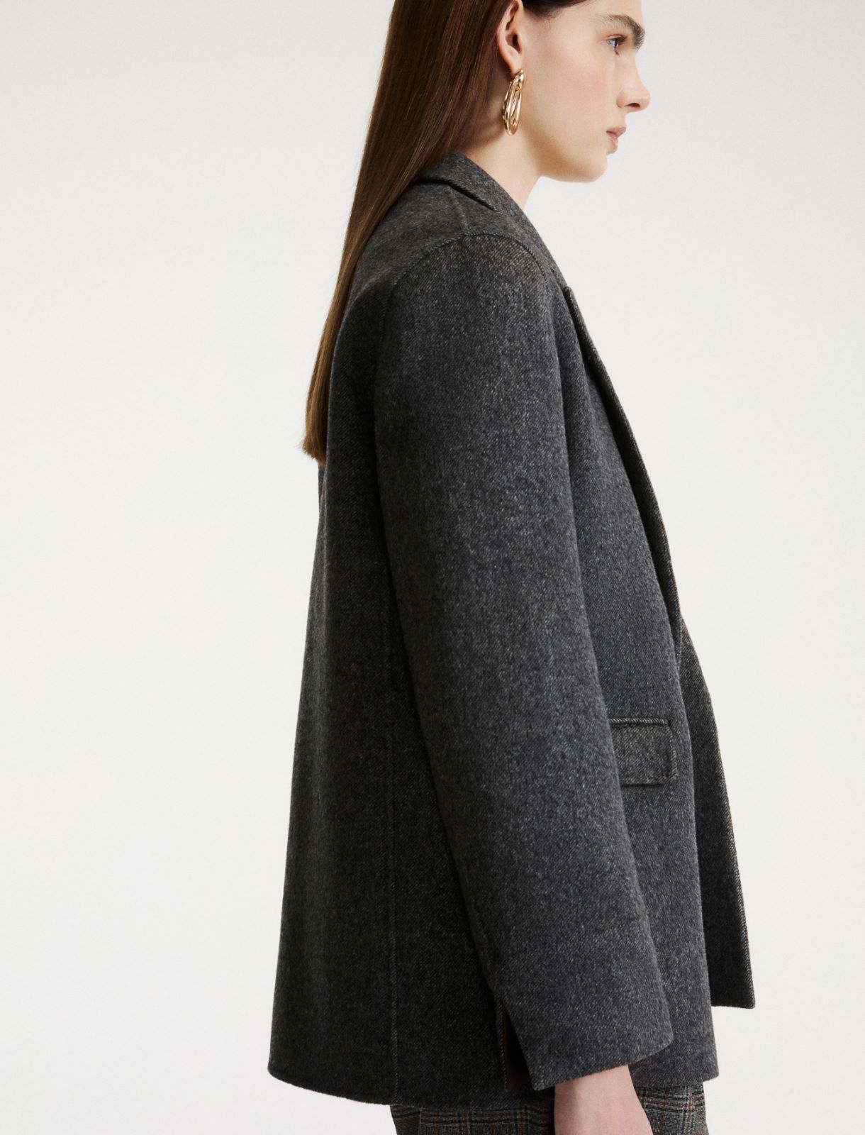 Pure wool double-sided fabric blazer - MELANGE DARK GREY - Marella - 5