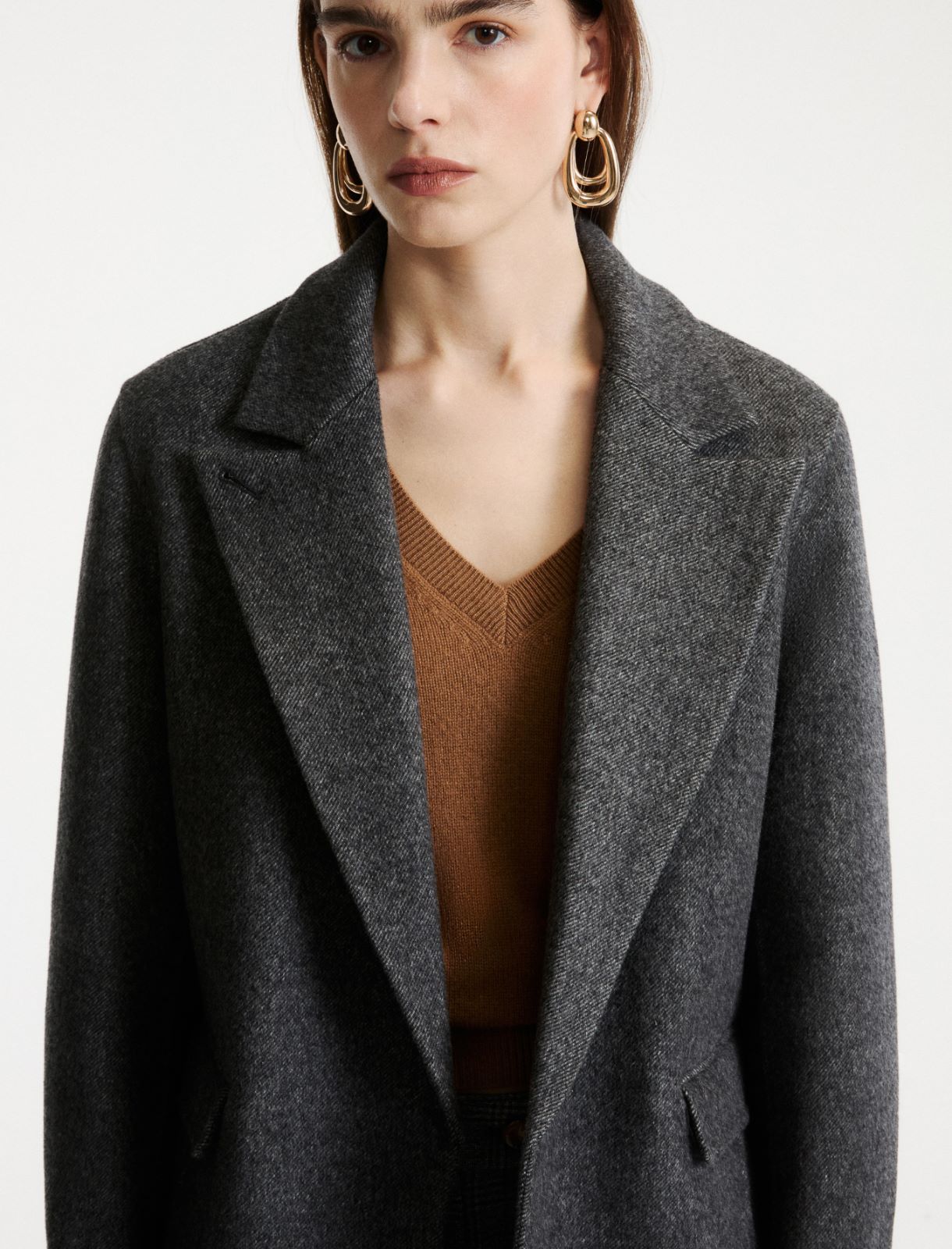 Pure wool double-sided fabric blazer - MELANGE DARK GREY - Marella - 6
