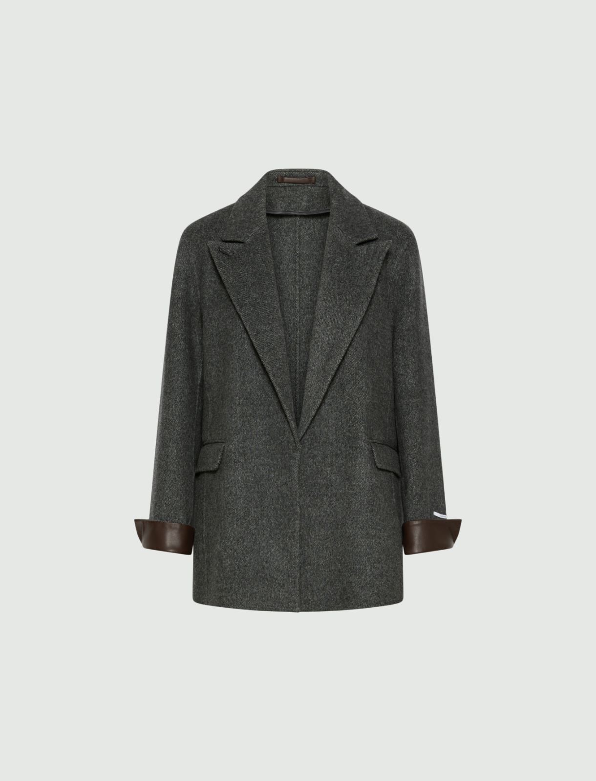 Pure wool double-sided fabric blazer - MELANGE DARK GREY - Marella
