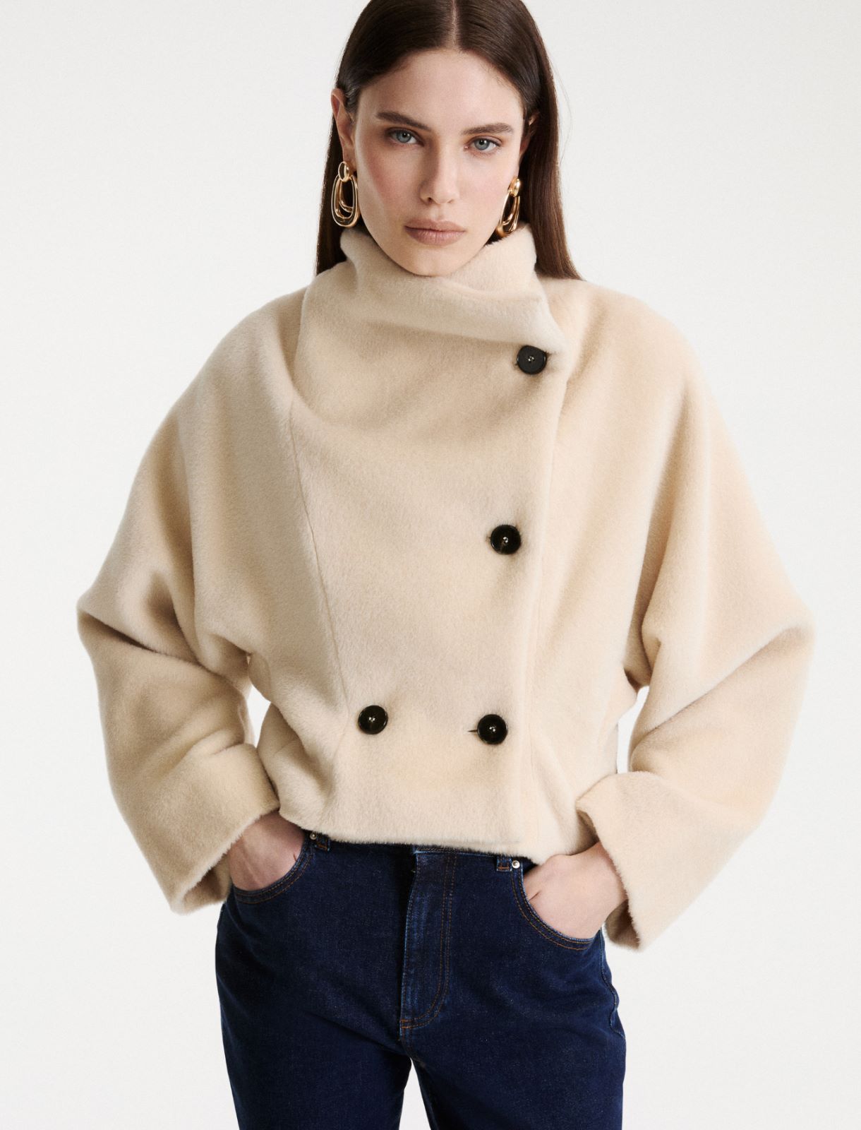 Veste surdimensionnée en alpaga - SABLE - Marella - 4