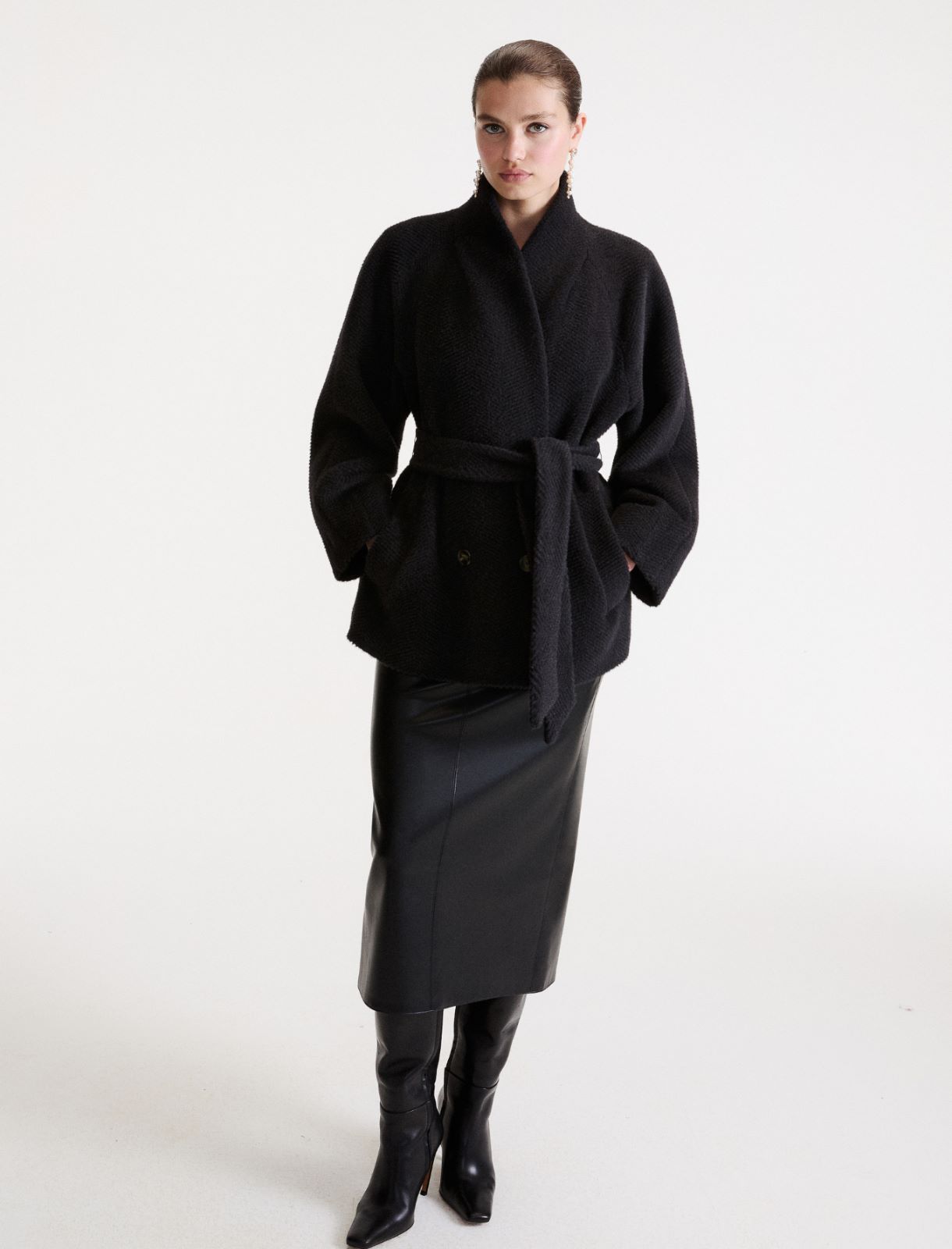 Caban en laine et alpaga - GRIS ANTHRACITE - Marella - 2