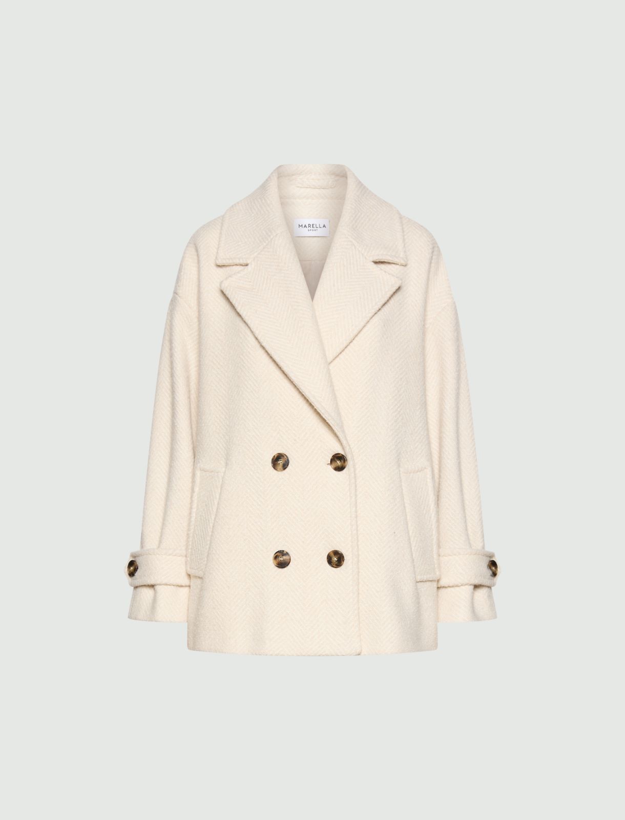 Herringbone bouclé coat - CREAM - Marella