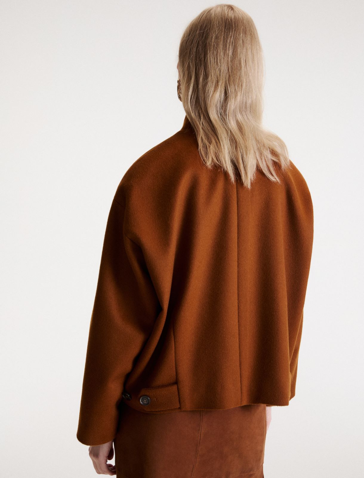 Wool and cashmere drap bomber jacket - COGNAC - Marella - 3