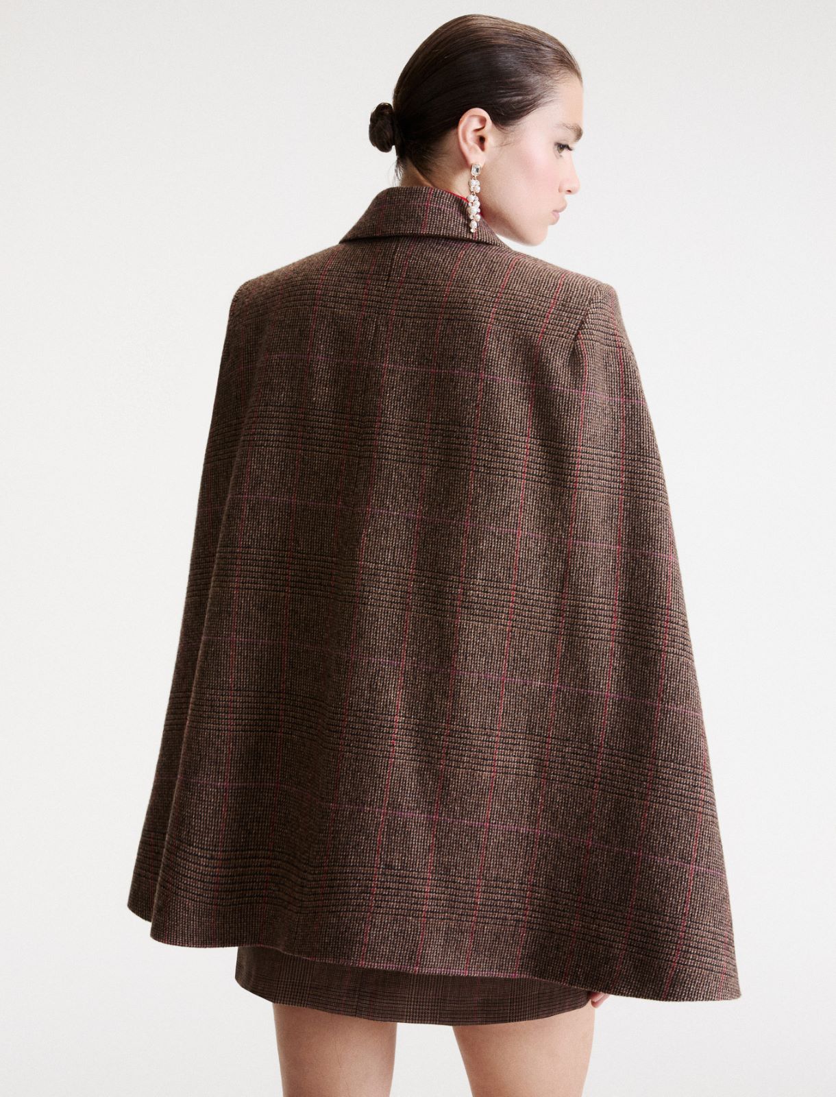 Veste cape en mélange de laine légère - BRUN - Marella - 3