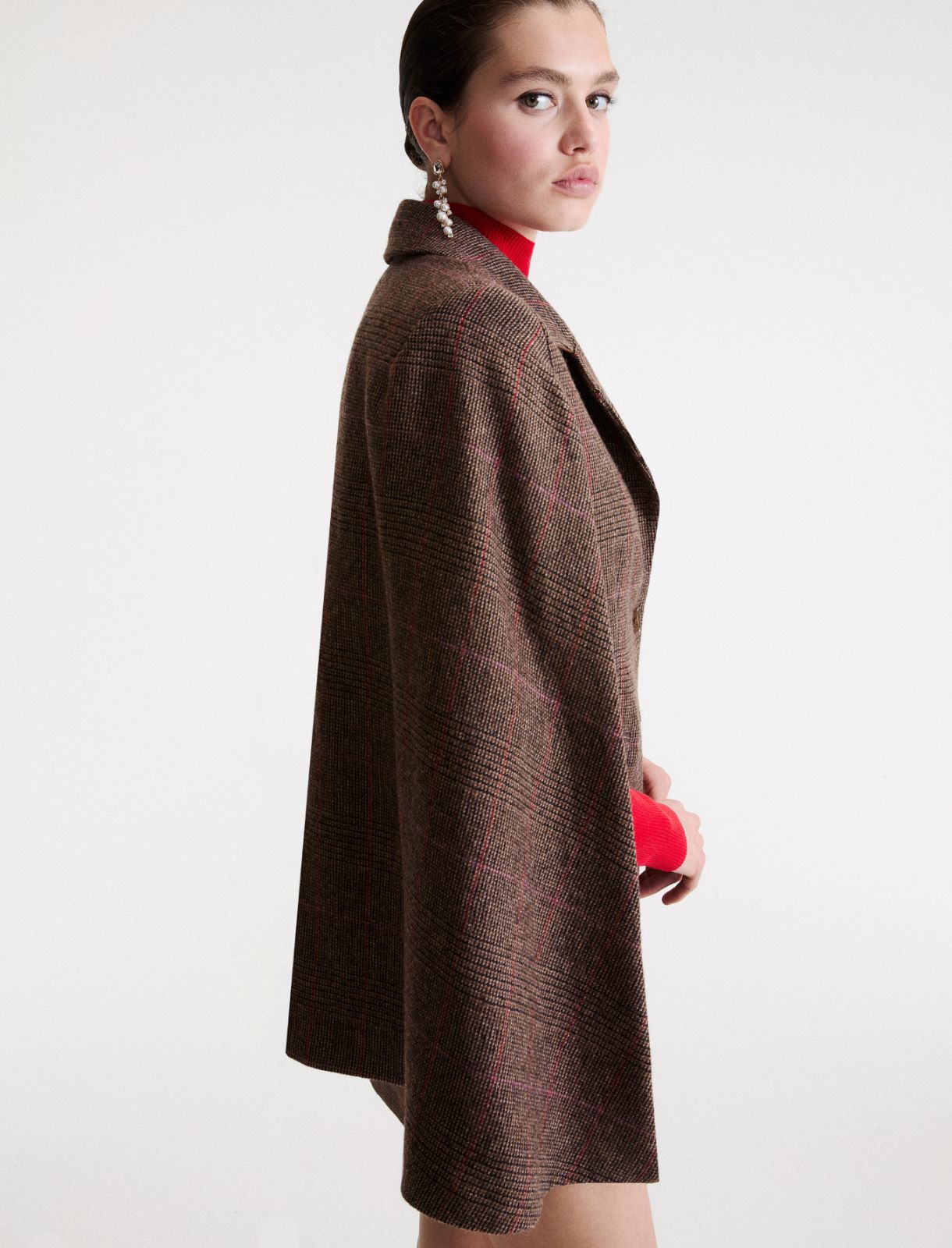 Veste cape en mélange de laine légère - BRUN - Marella - 5