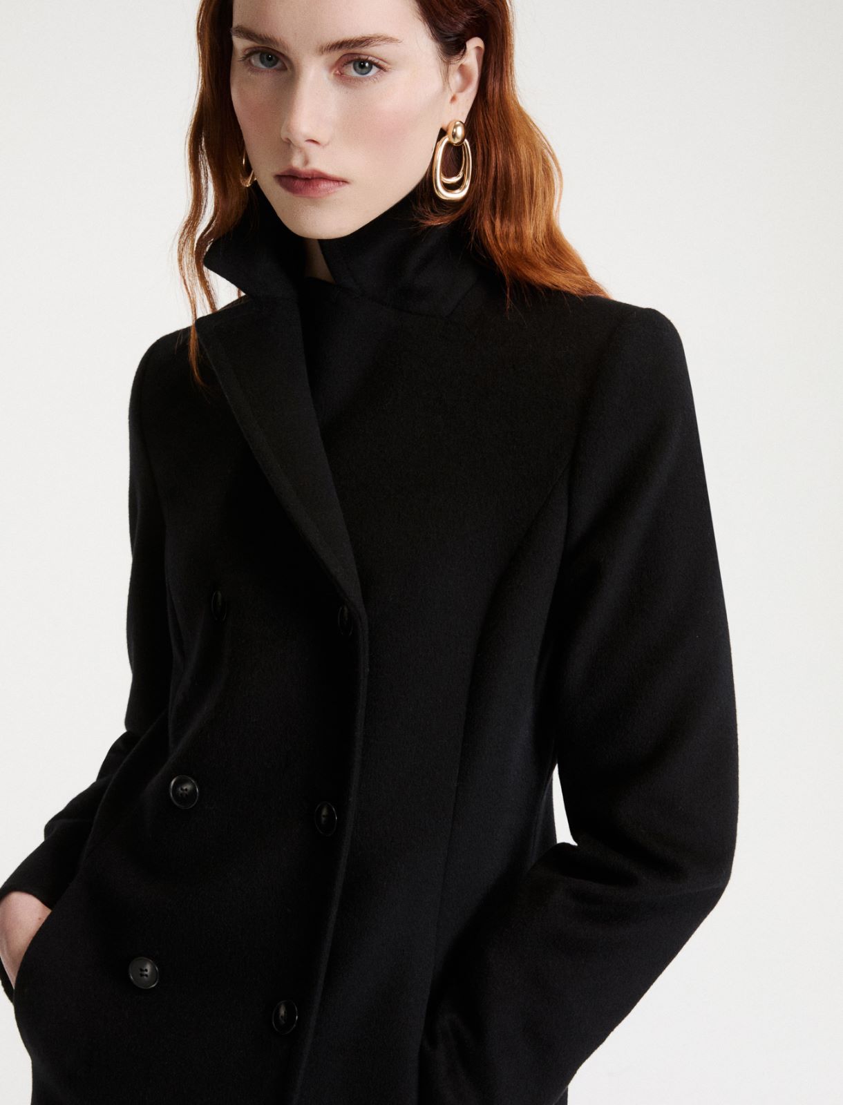 Double-breasted wool and cashmere coat - BLACK - Marella - 5