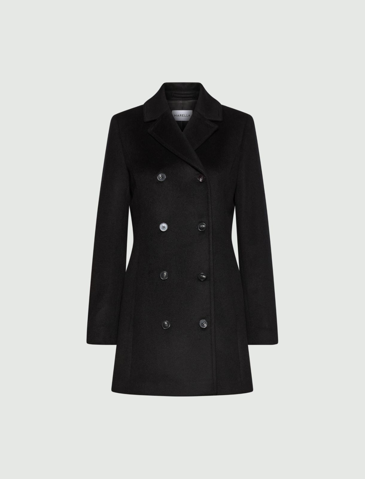 Double-breasted wool and cashmere coat - BLACK - Marella