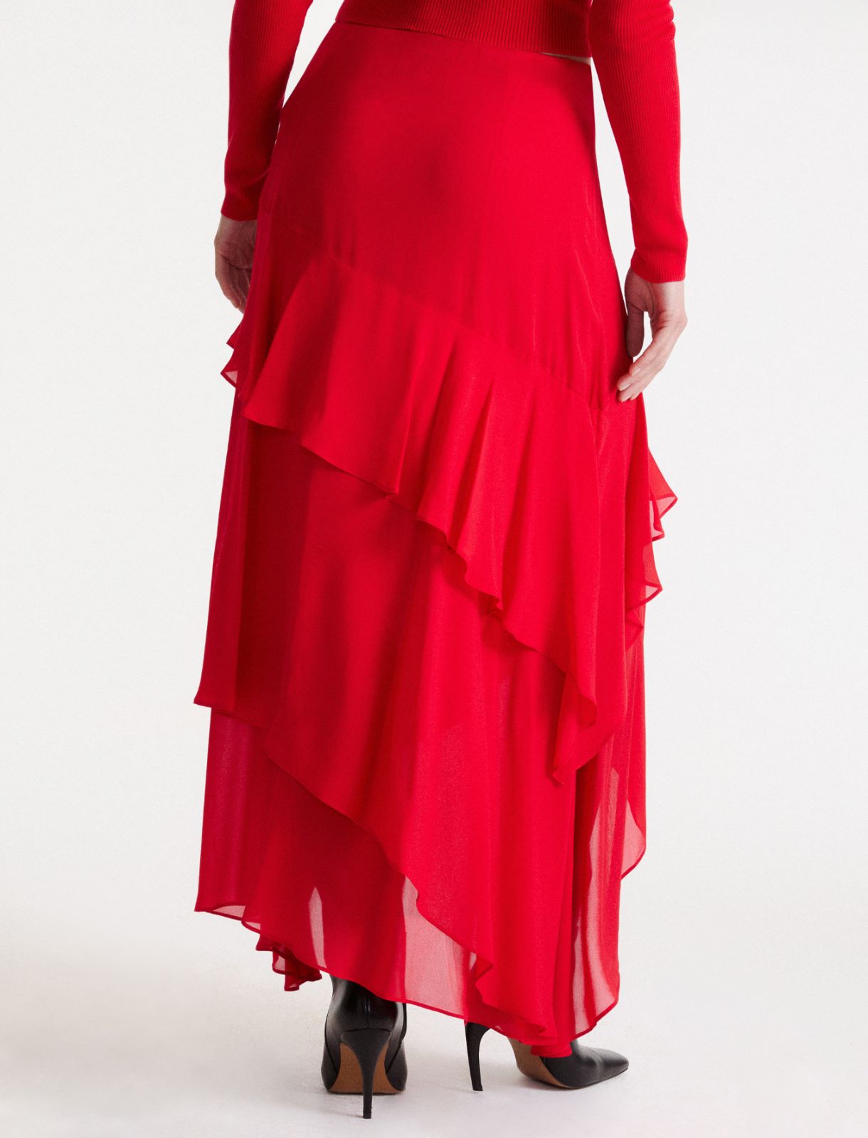 Long flounced skirt - RED - Marella - 3