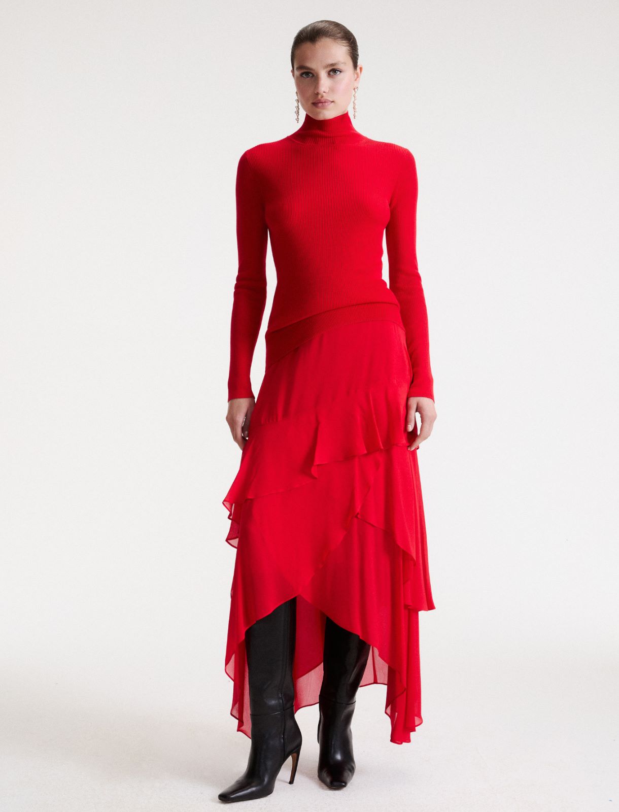 Long flounced skirt - RED - Marella - 4