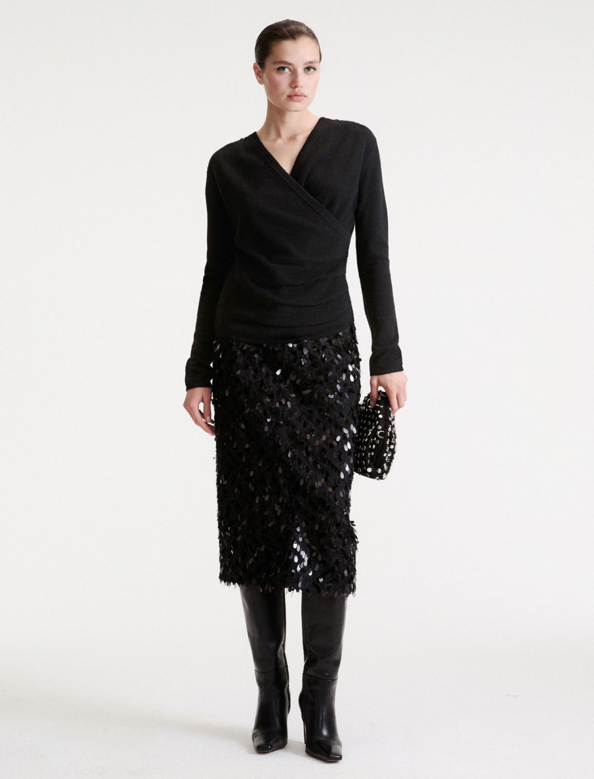 Sequinned fil coupé skirt - BLACK - Marella - 2