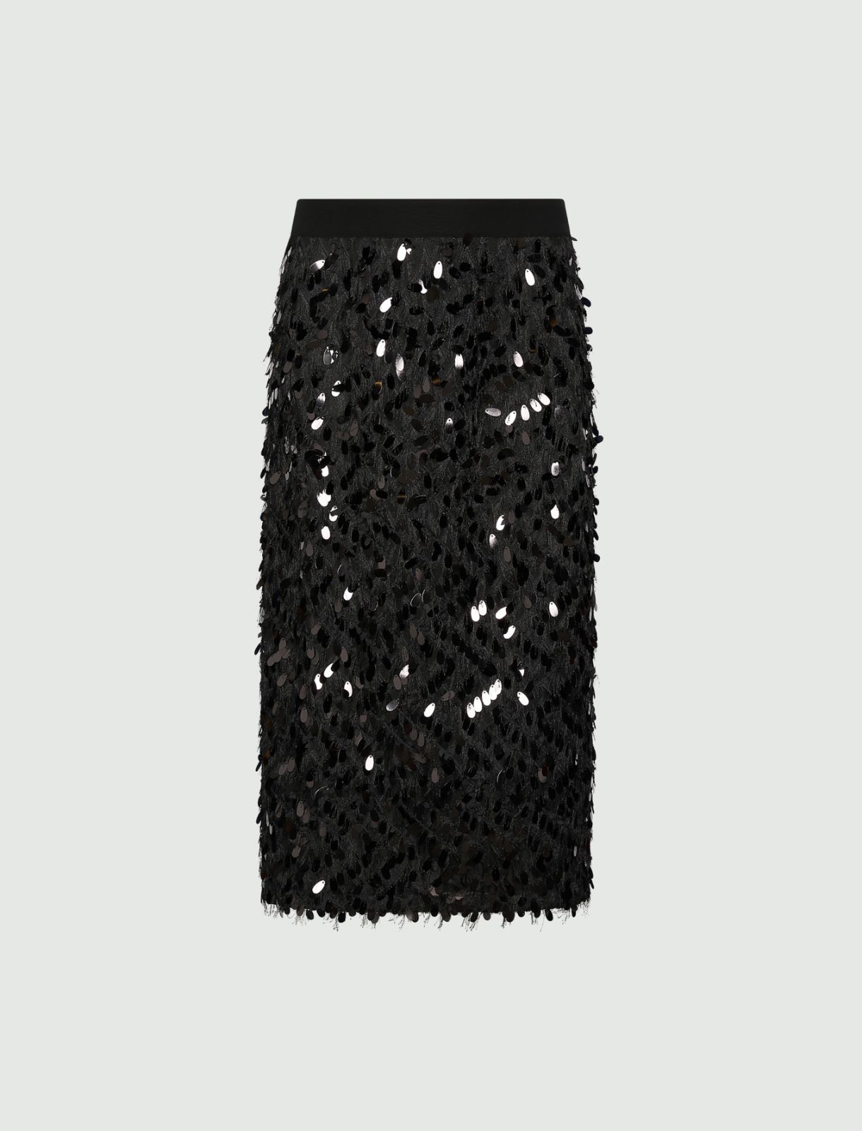 Sequinned fil coupé skirt - BLACK - Marella