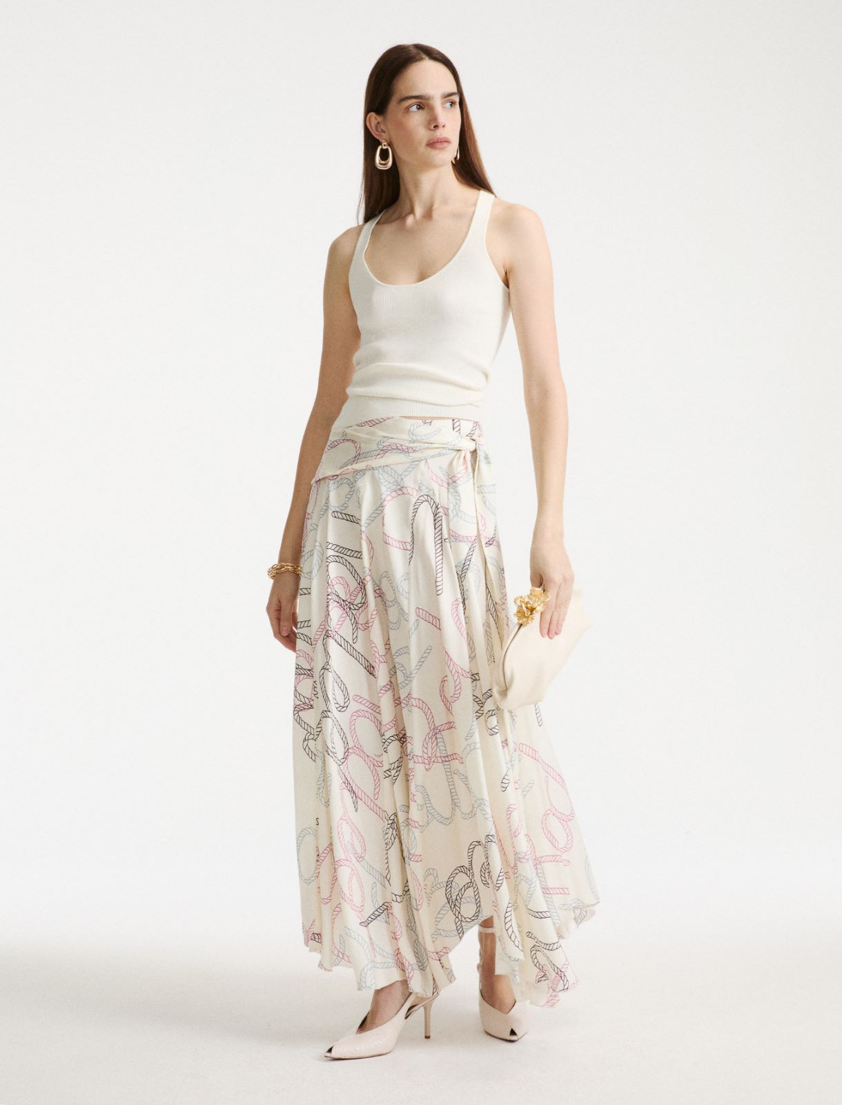 Flared printed twill skirt - CREAM - Marella - 2