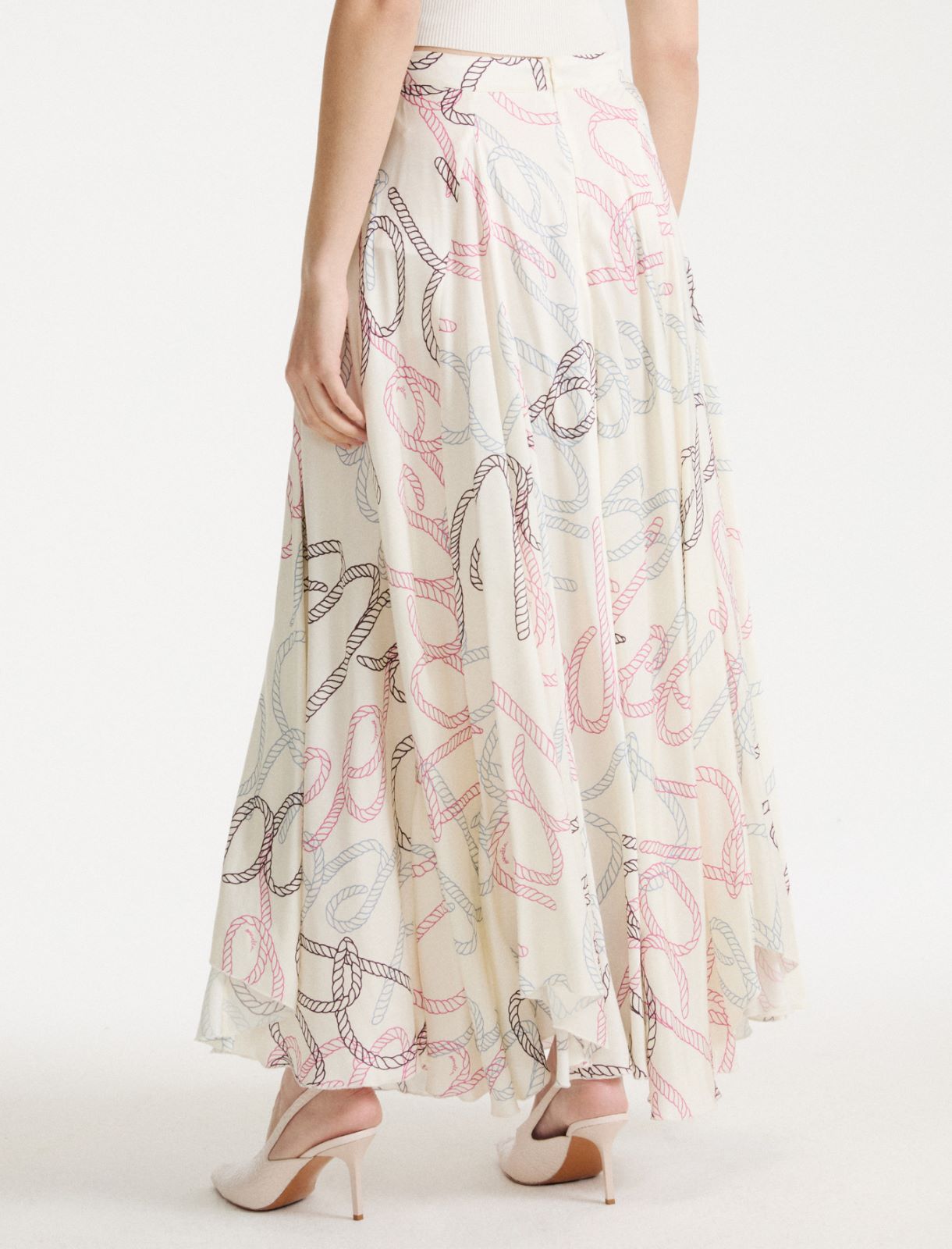 Flared printed twill skirt - CREAM - Marella - 3