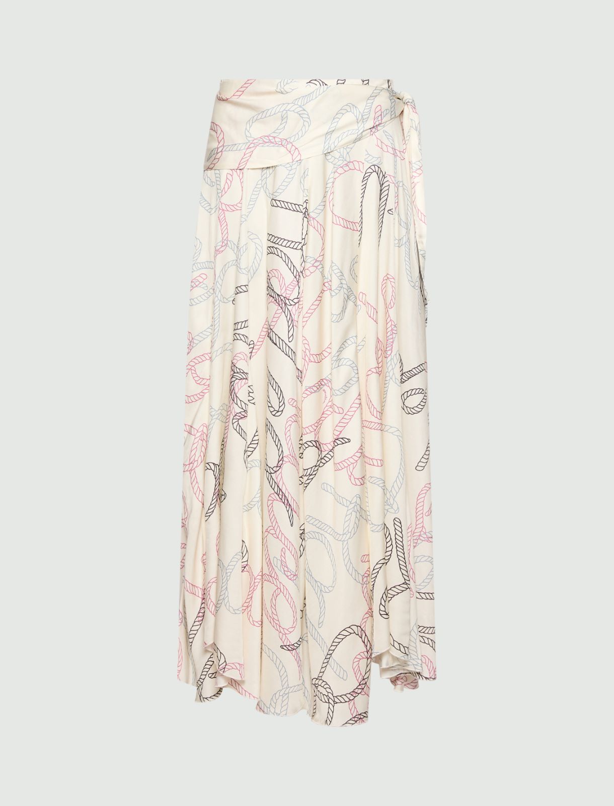 Flared printed twill skirt - CREAM - Marella