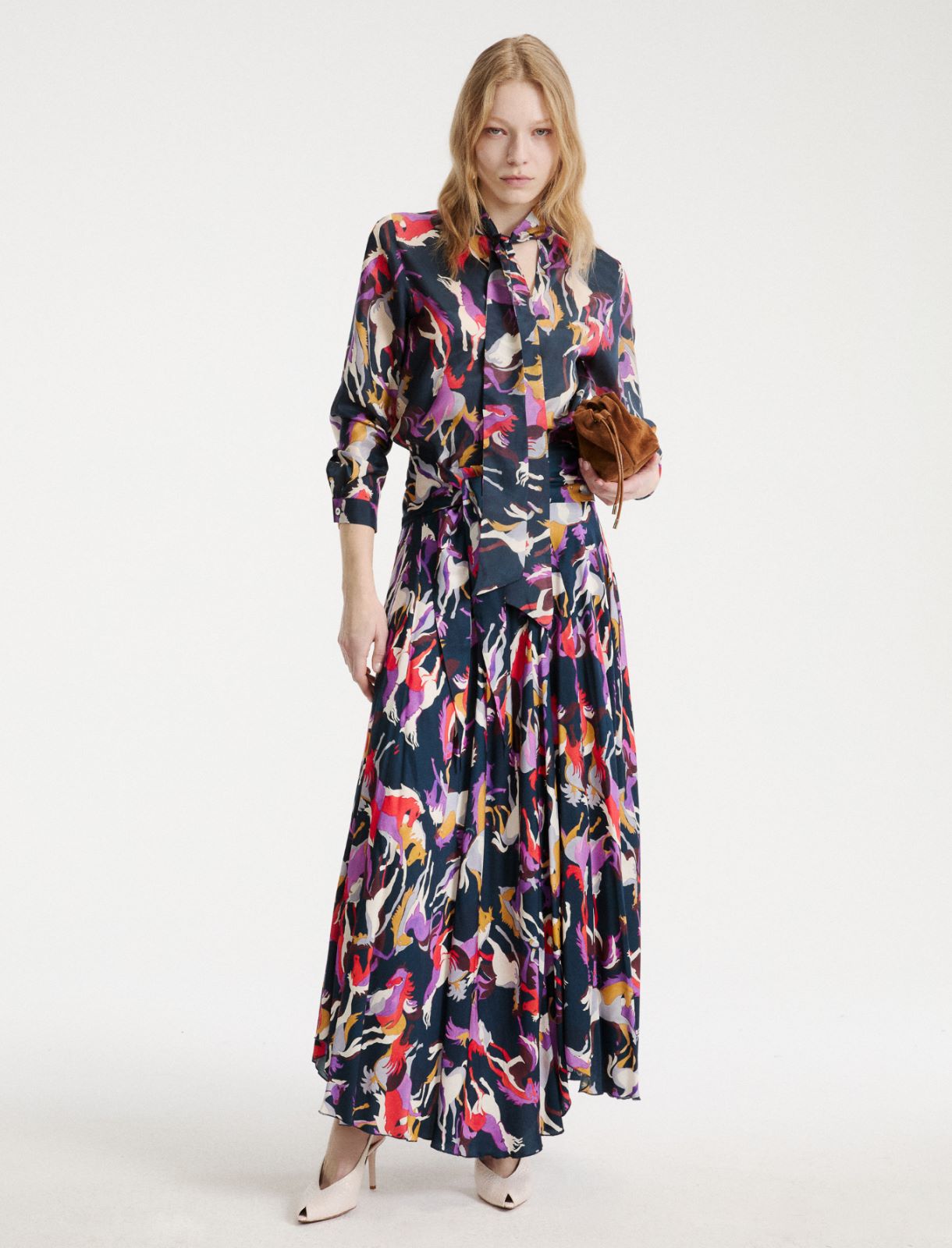 Flared printed twill skirt - NAVY - Marella - 2