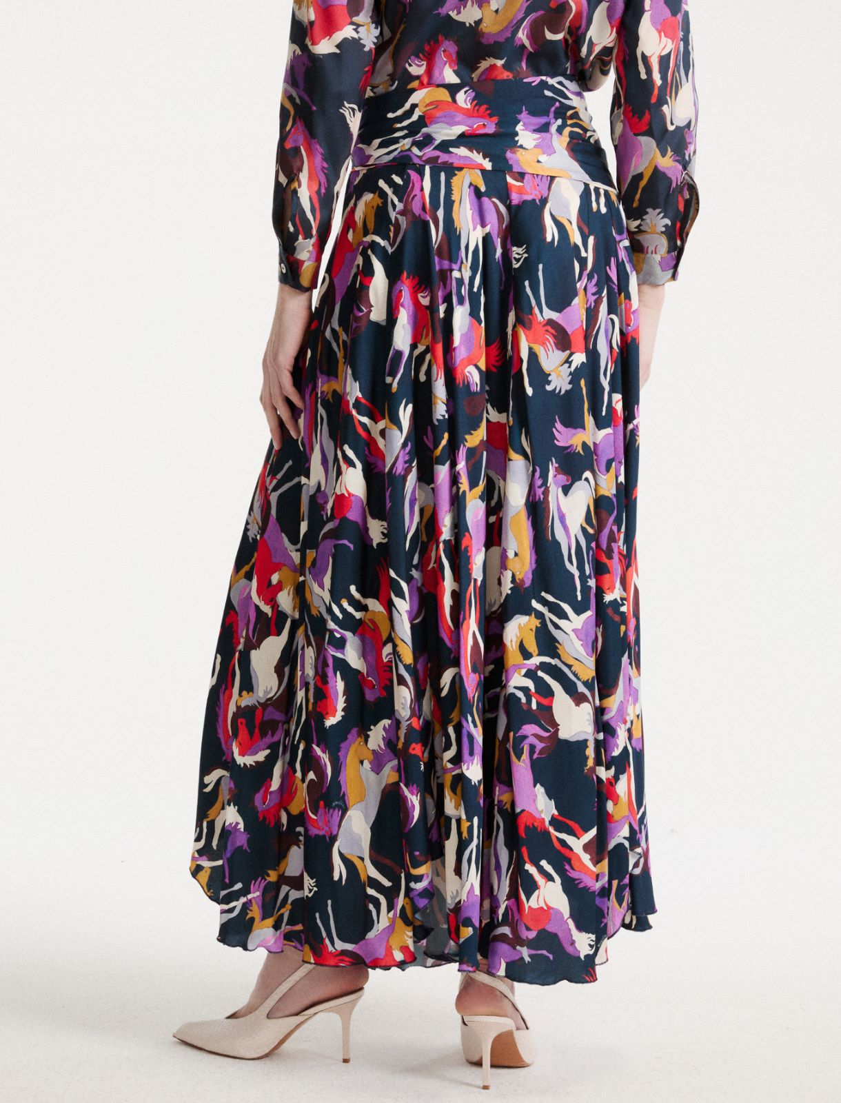 Flared printed twill skirt - NAVY - Marella - 3
