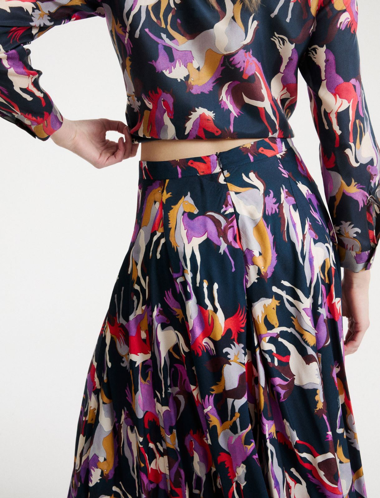 Flared printed twill skirt - NAVY - Marella - 5