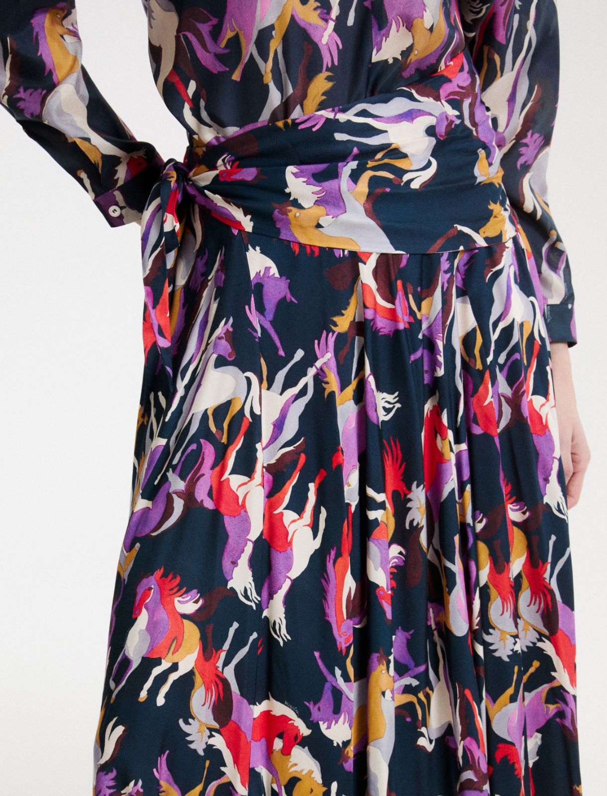 Flared printed twill skirt - NAVY - Marella - 6