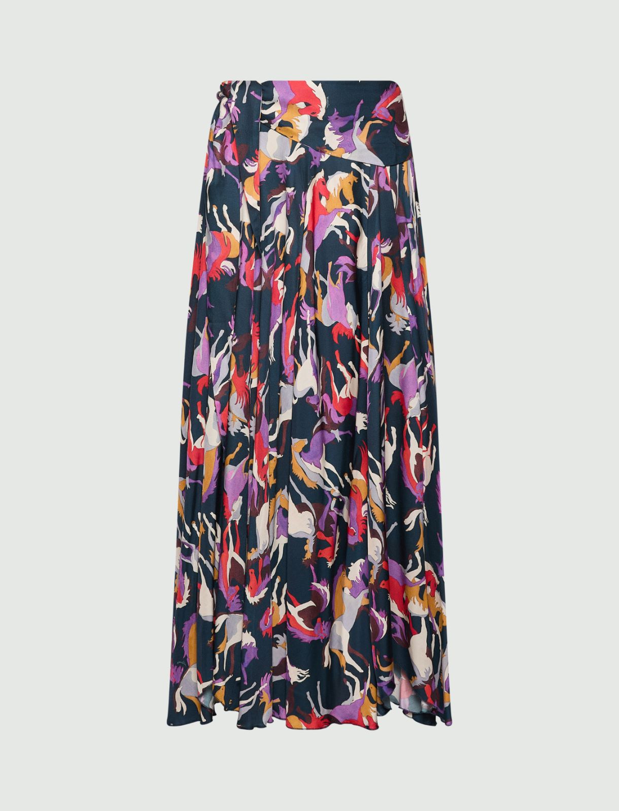 Flared printed twill skirt - NAVY - Marella