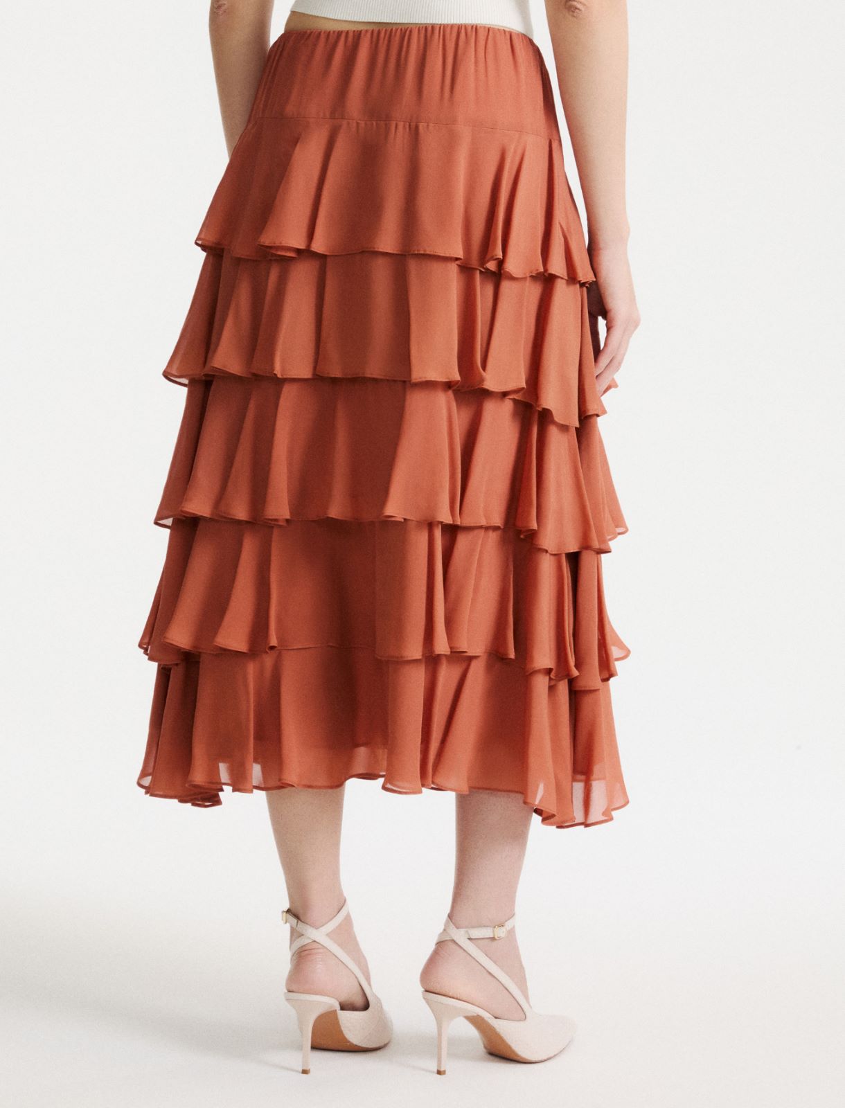 Georgette flounce skirt - TERRA COTTA - Marella - 3