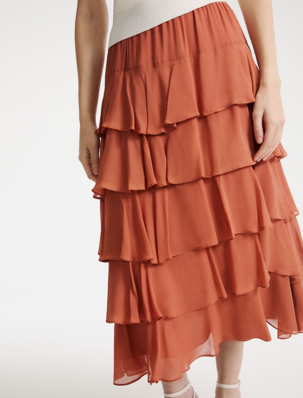 Georgette flounce skirt - TERRA COTTA - Marella - 5