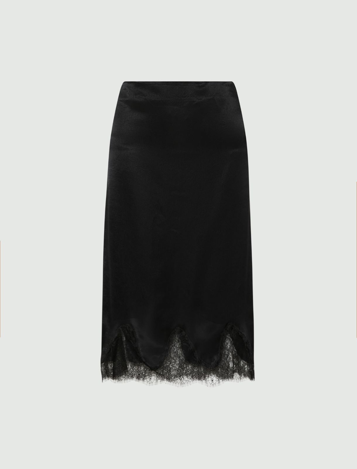 Jupe en satin ornée de dentelle - NOIR - Marella