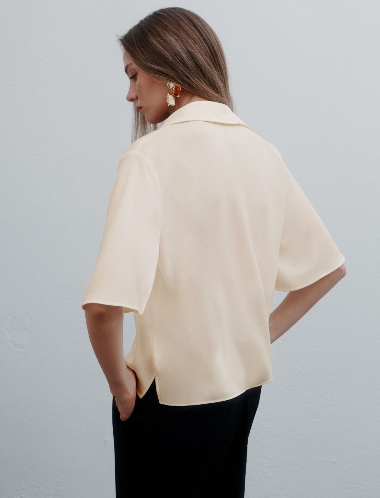 Fluid satin polo shirt - WOOL WHITE - Marella - 3